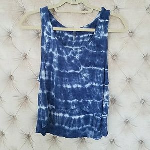 Dark Blue Tie Dye High Low Tank